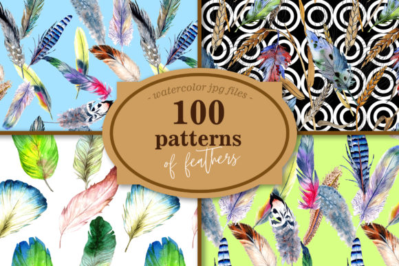 100 Patterns of Feather Watercolor Set