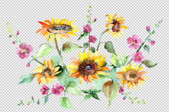 Bouquet of Sunflowers Watercolor