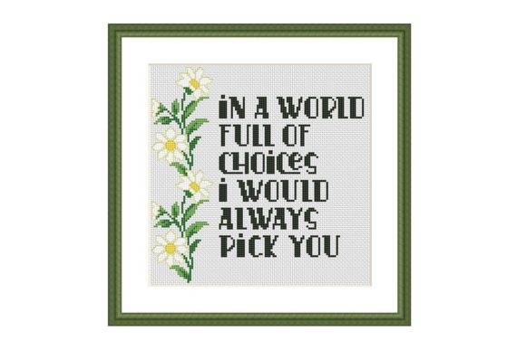 In a World of Romantic Cross Stitch Typography
