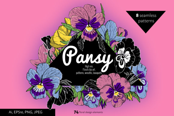 Pansy Floral Clipart and Patterns