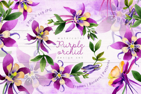 Purple Orchid Watercolor Set