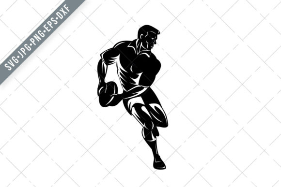 Rugby Player Passing the Ball Retro