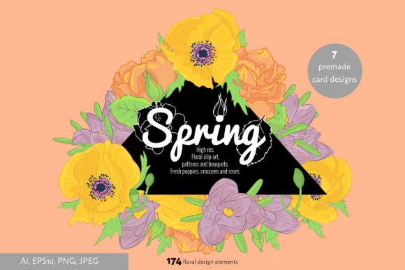 Spring Floral Clipart and Patterns