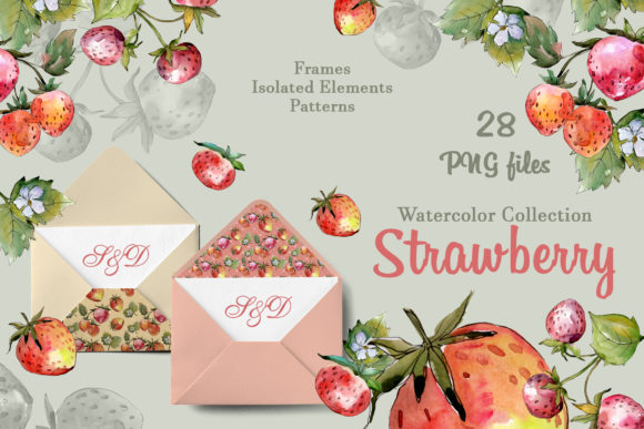 Tasty Juicy Strawberry Watercolor PNG