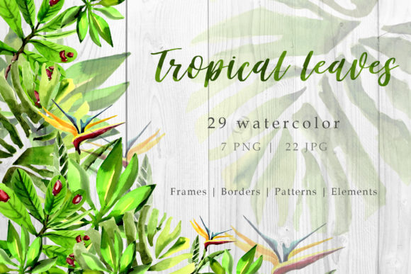 Tropical Leaves Watercolor Set