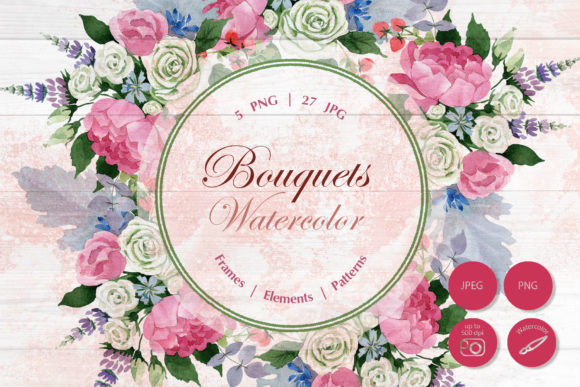 Wedding Watercolor Bouquets Set