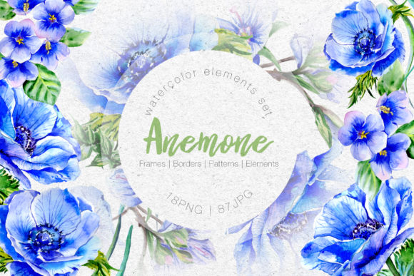 Wonderful Blue Anemone Watercolor Set